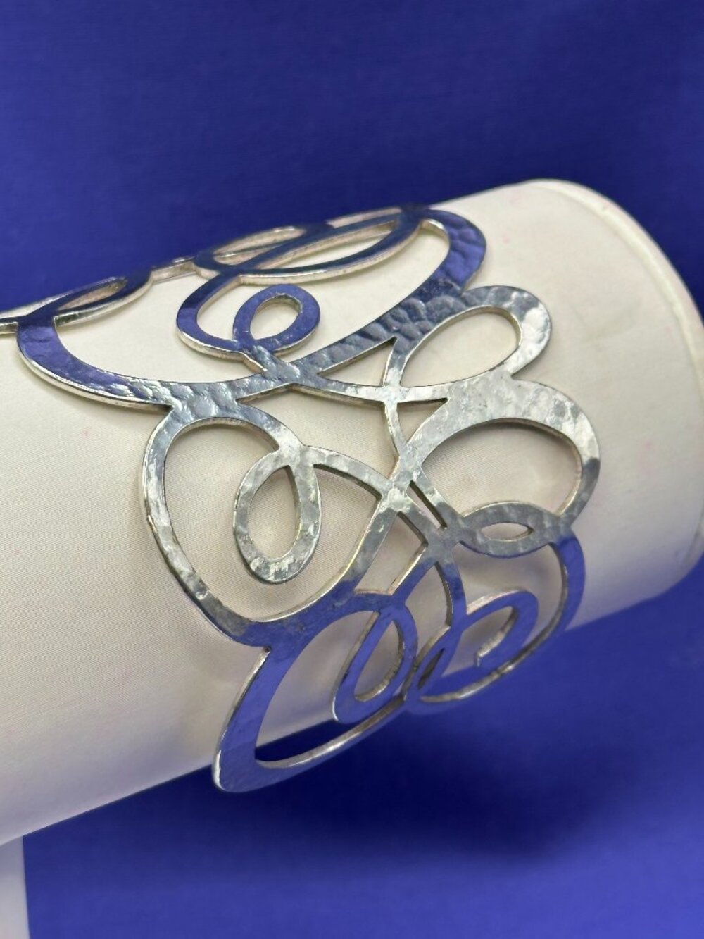 Brighton “Skribbel” Wide Hammered Silver Cuff Bracelet Swirl Design - Picture 5 of 14
